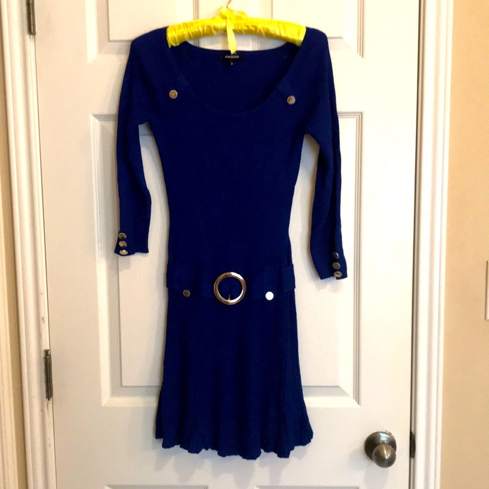 Morgan de Toi Low Waist Royal Blue Stretch Dress